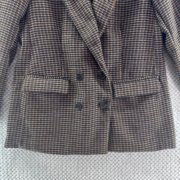 Old Navy Sports Blazer Womens S Brown Blue Plaid Jacket Academia Preppy Lined - Picture 4 of 15